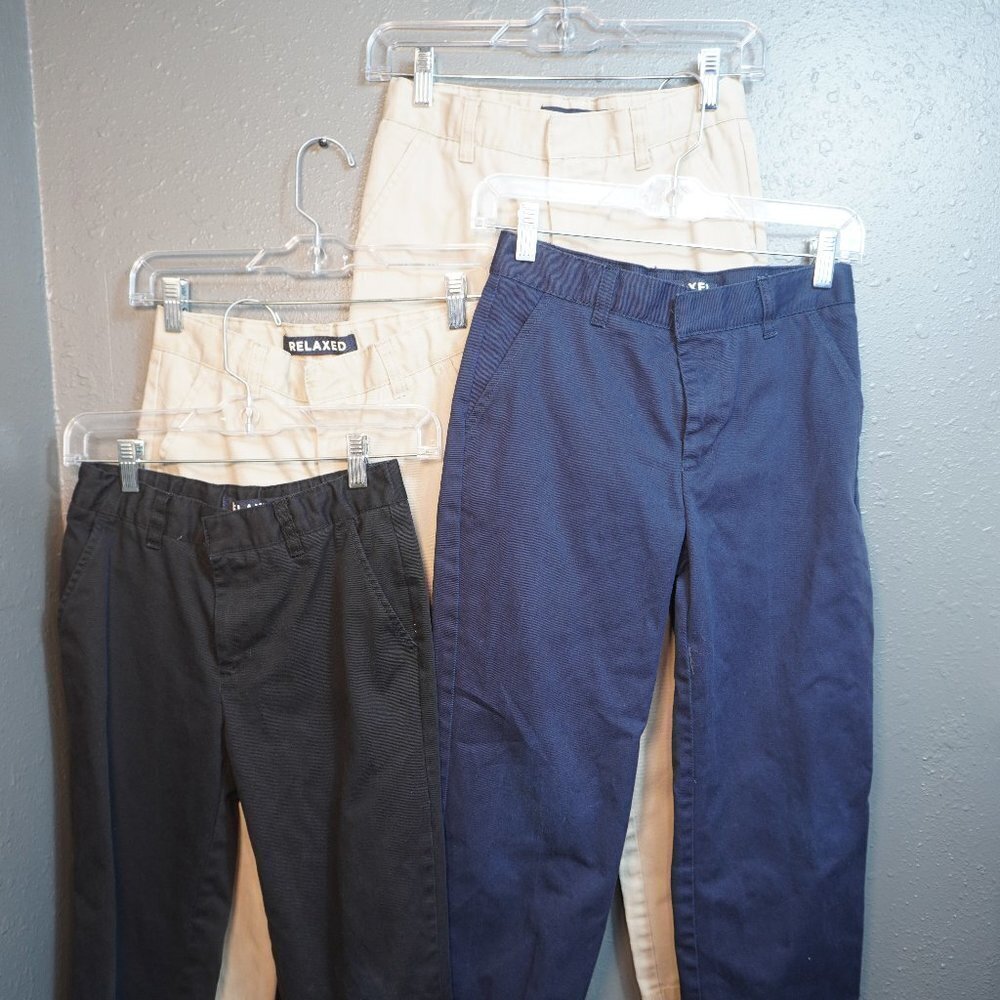 French Toast Kids Khaki Black Navy Bundle (4) Relaxed Fit Distress Pants Size 12
